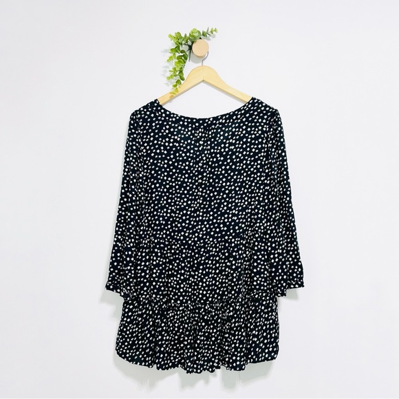 Anthropologie Maeve Black and White Lila Tiered Boho 100% Rayon Blouse - Picture 7 of 8